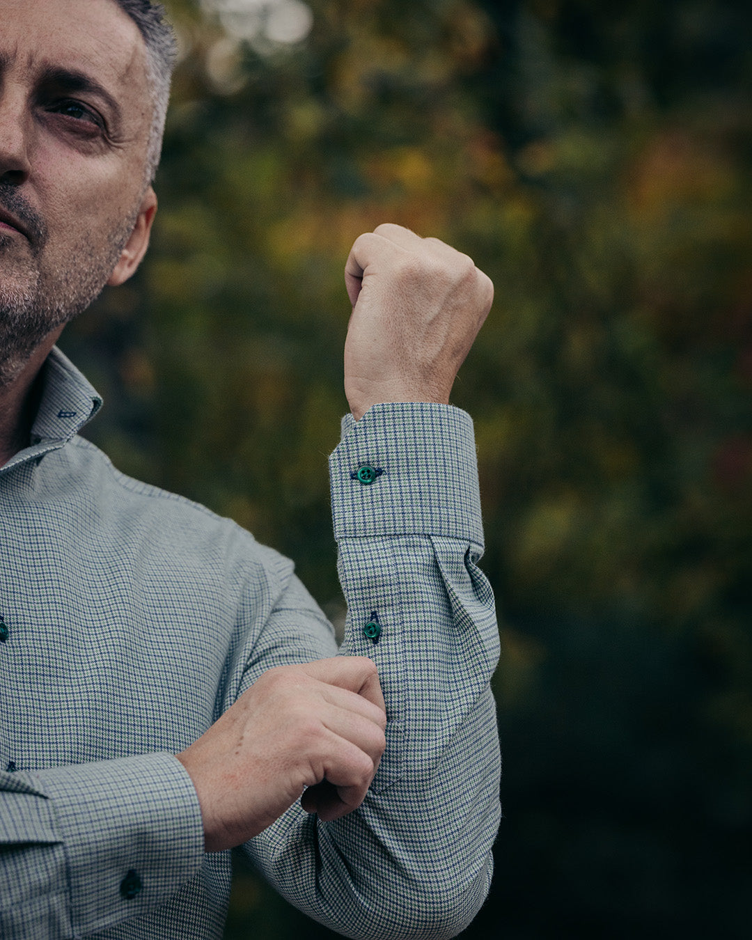 Men's casual shirt, fine pattern, navy blue-green, Merer