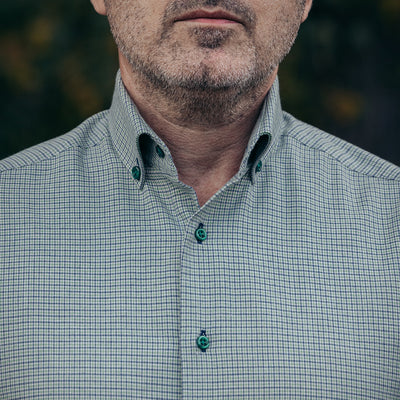 Men's casual shirt, fine pattern, navy blue-green, Merer