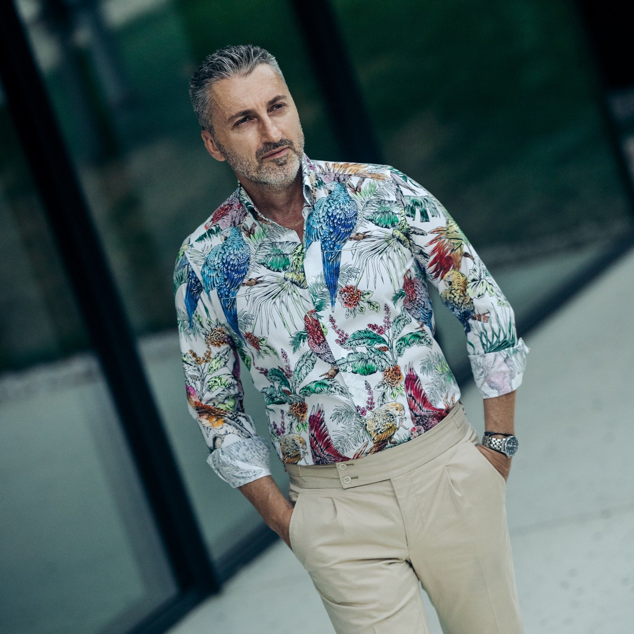 Camasa imprimeu Hawaian multicolor