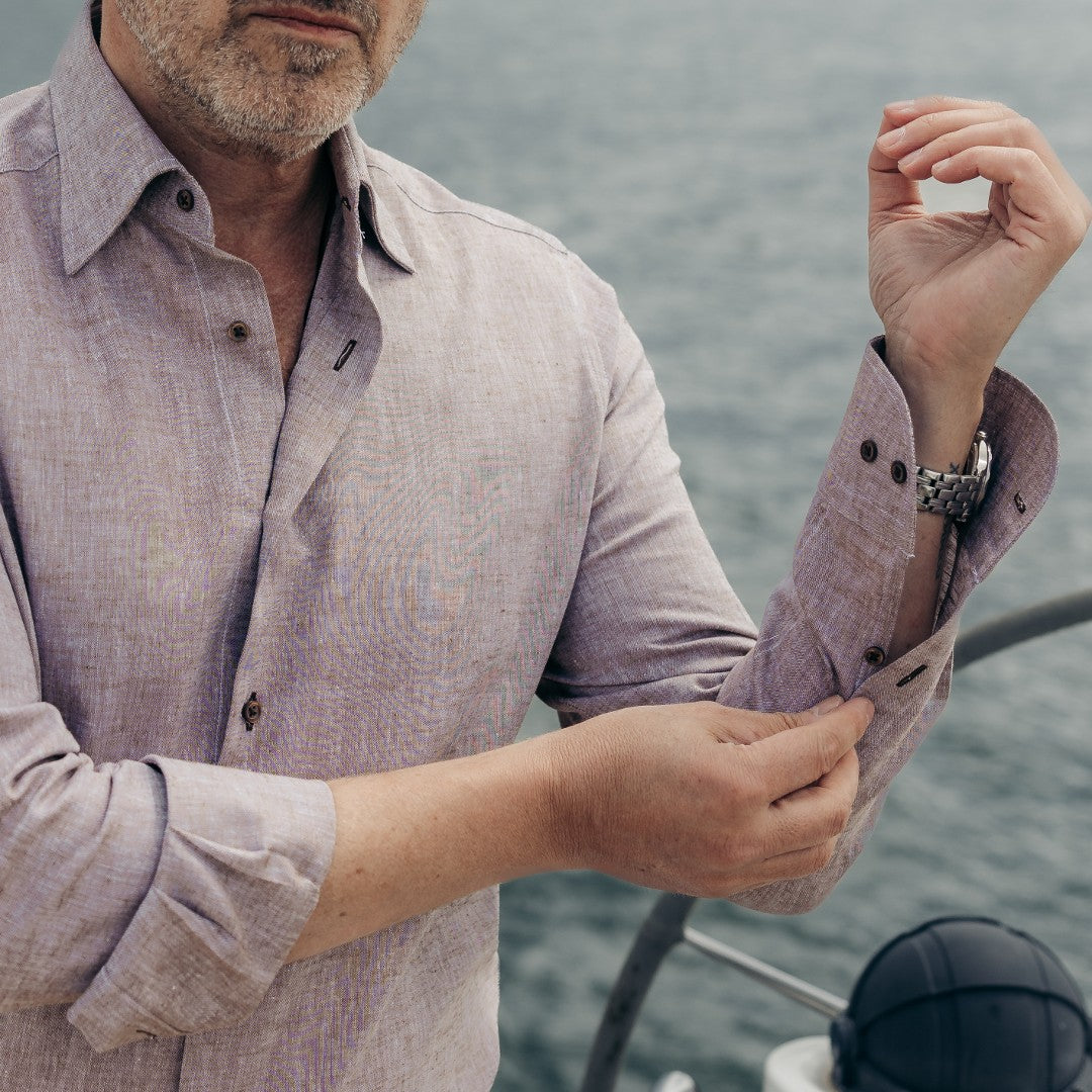 Men's casual brown shirt made of Merer IN 