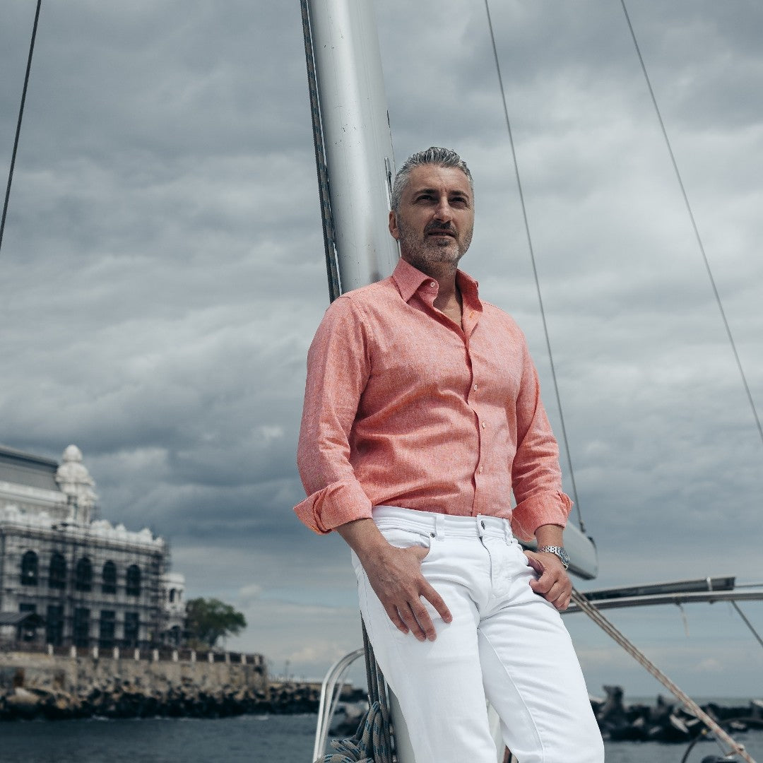 Camasa barbati portocaliu casual din IN Merer