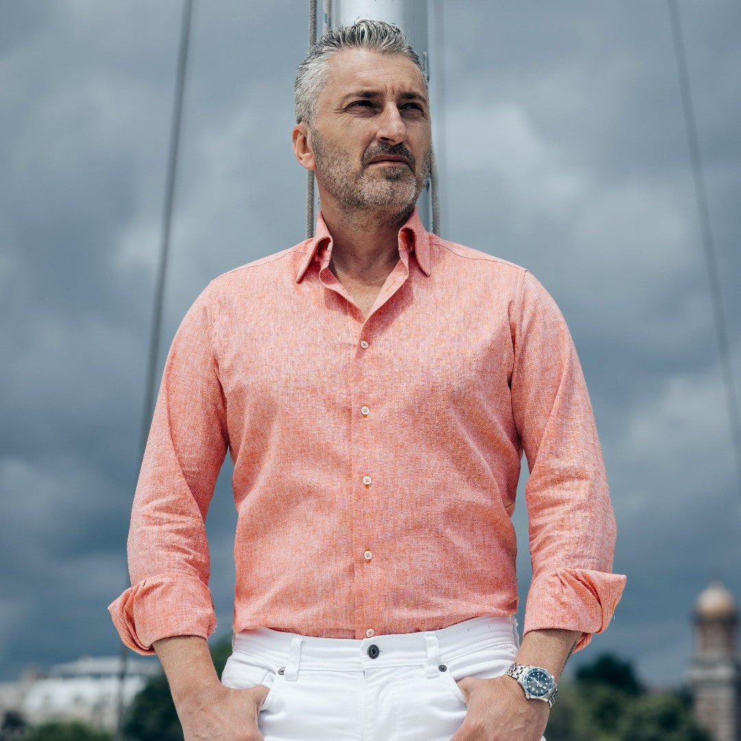 Camasa barbati portocaliu casual din IN Merer