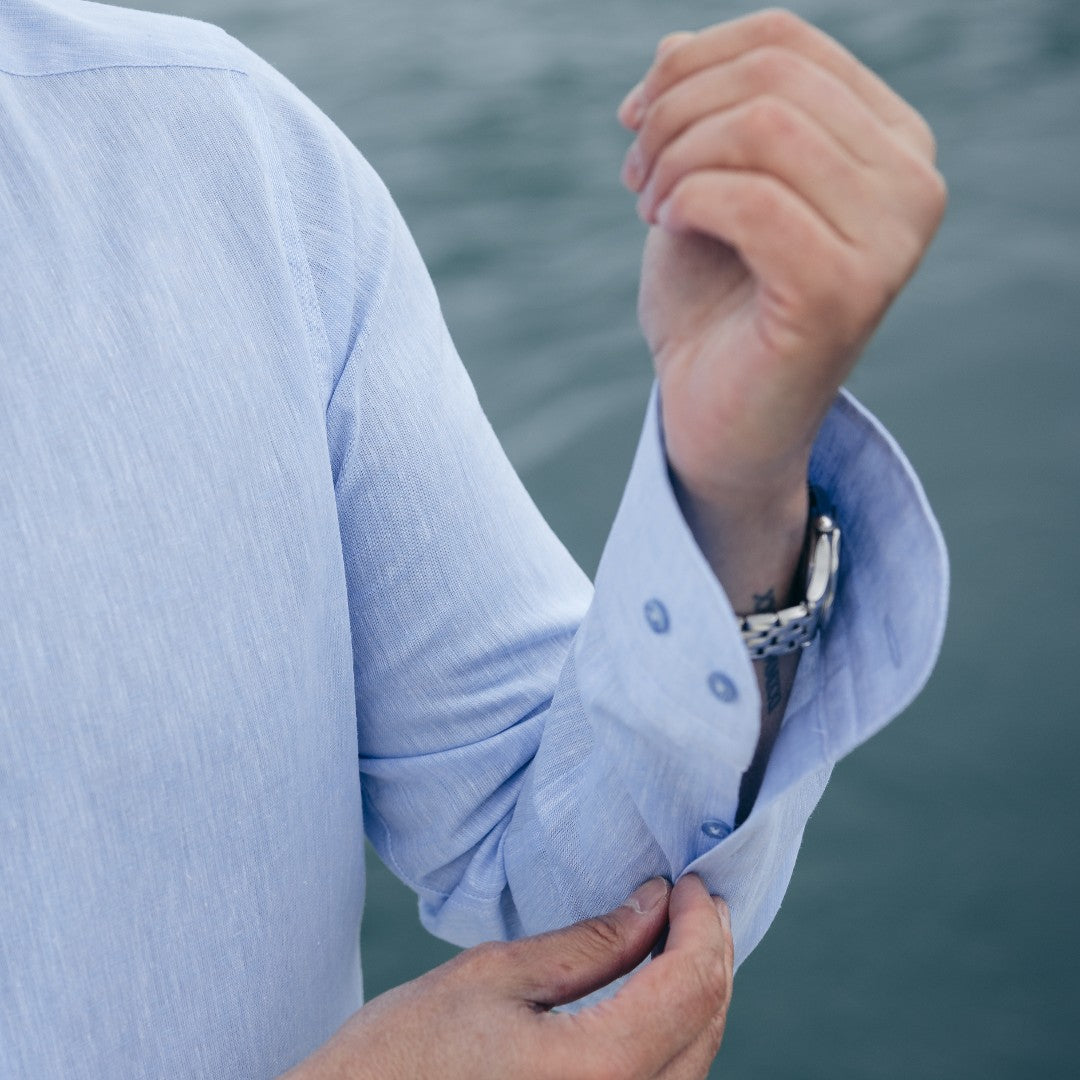 Men's casual blue shirt made of Merer IN 