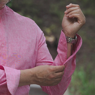 Men's casual pink IN shirt with partial vent Merer