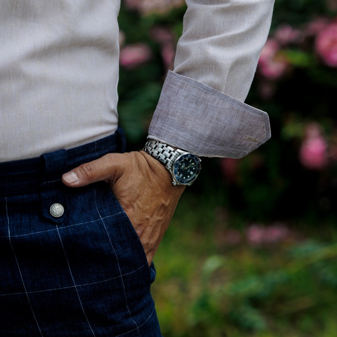 Men's casual cream shirt made of Merer IN