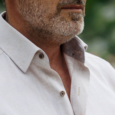 Men's casual cream shirt made of Merer IN