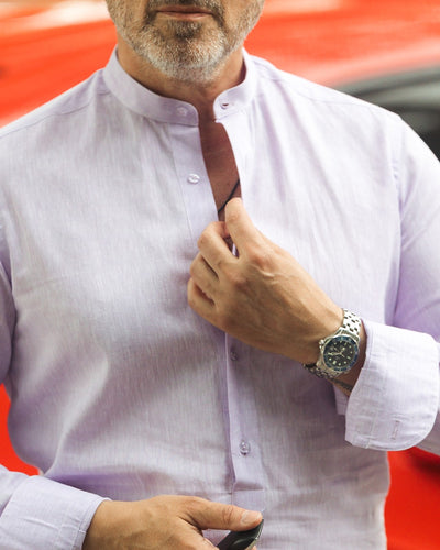 Camasa barbati casual din IN mov-lila cu fenta partiala Merer