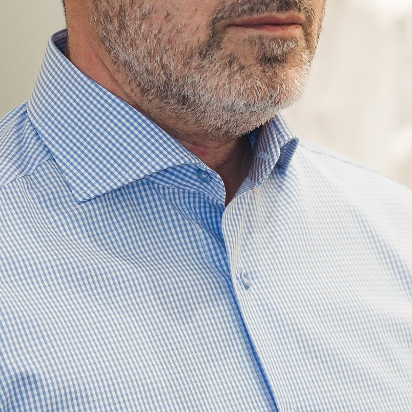 Men's business shirt in fine blue checks Merer 