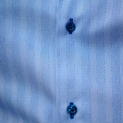 Men's blue shirt with fine pattern and casual design details Merer