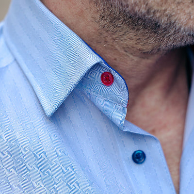 Men's blue shirt with fine pattern and casual design details Merer