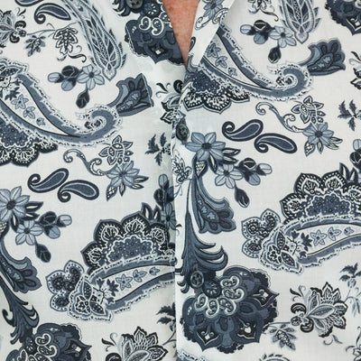 Men's casual shirt with gray arabesque print Merer 