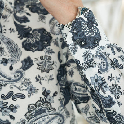 Men's casual shirt with gray arabesque print Merer 