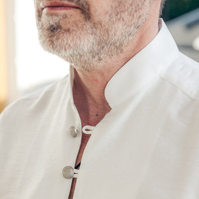 Camasa barbati casual alba cu guler tunica Merer