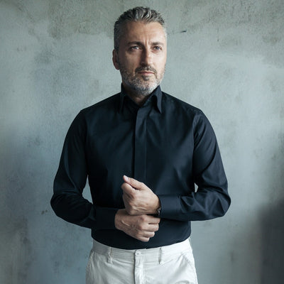 Men's black business shirt with undershirt Merer