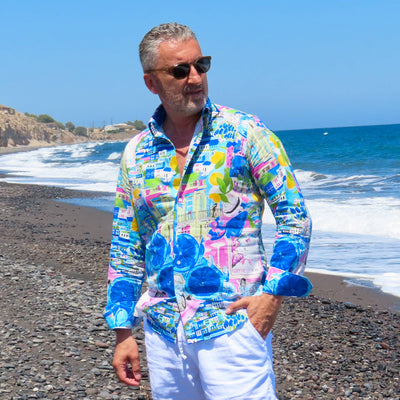 Cămașă bărbați casual Capri Azzurro