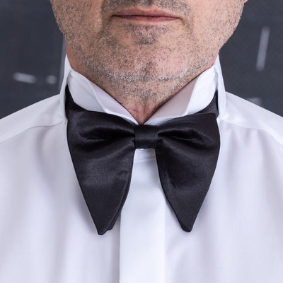 Long plain black bow tie