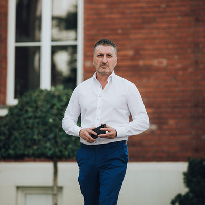 Camasa barbati alba business casual premium Merer