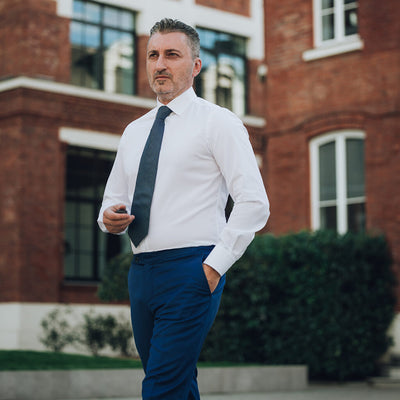 Men's white shirt with smart collar and beveled cuffs Merer