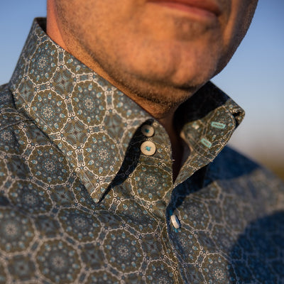 Camasa barbati casual imprimeu model verde - turcoaz Merer