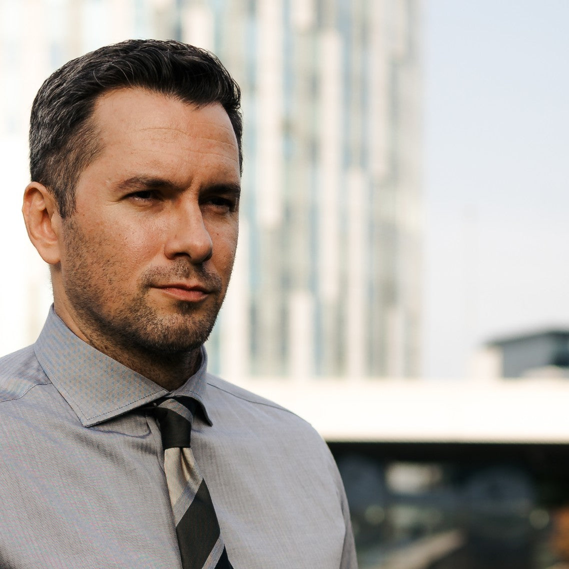 Men's business shirt grey Herringbone Merer