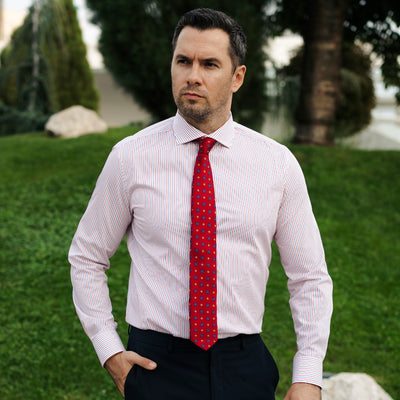 Camasa barbati busines dunga rosu-albastru Merer