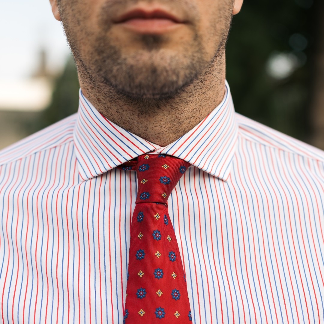 Camasa barbati busines dunga rosu-albastru Merer