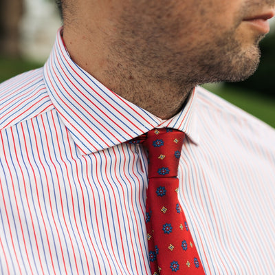 Camasa barbati busines dunga rosu-albastru Merer