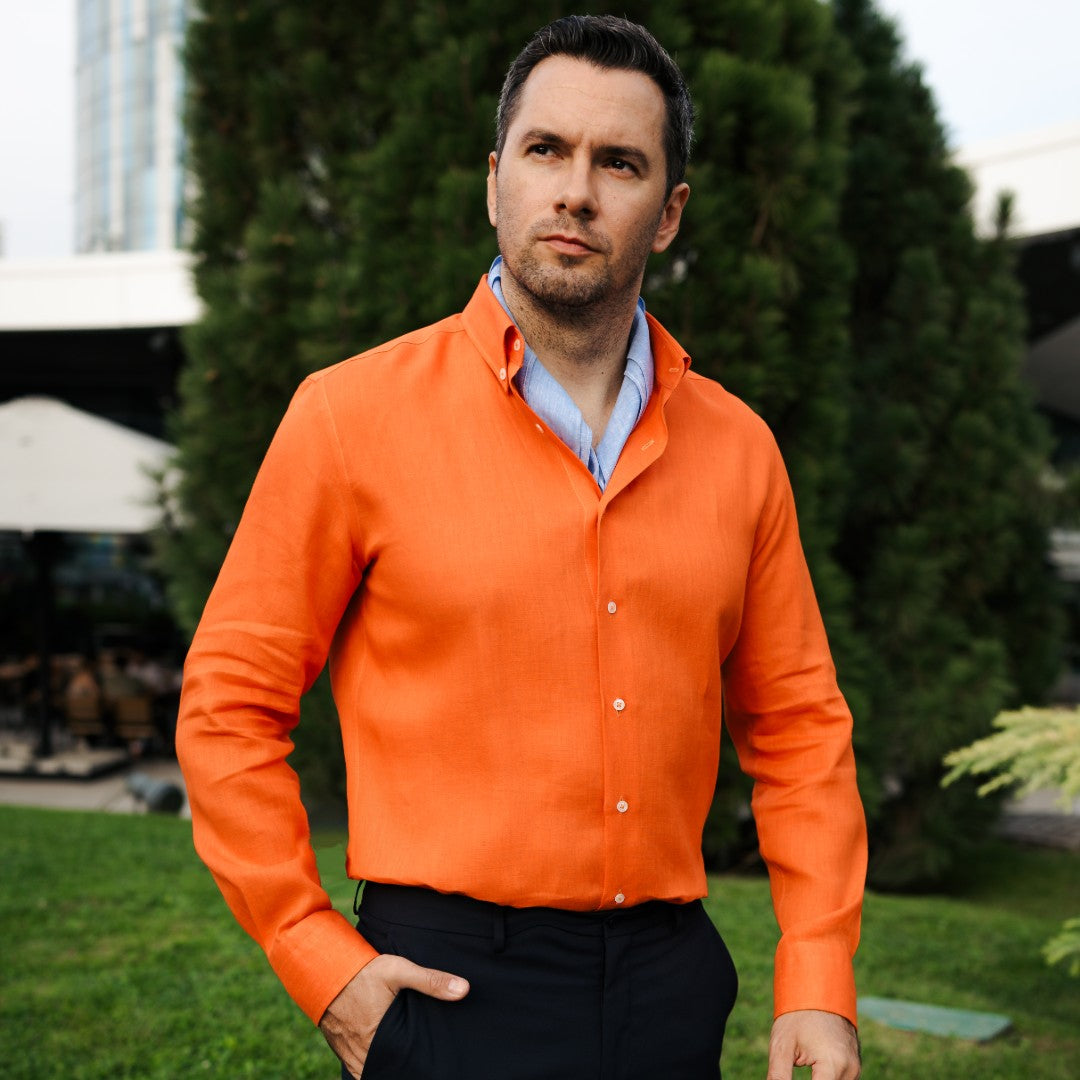 Camasa barbati casual orange din IN  Merer