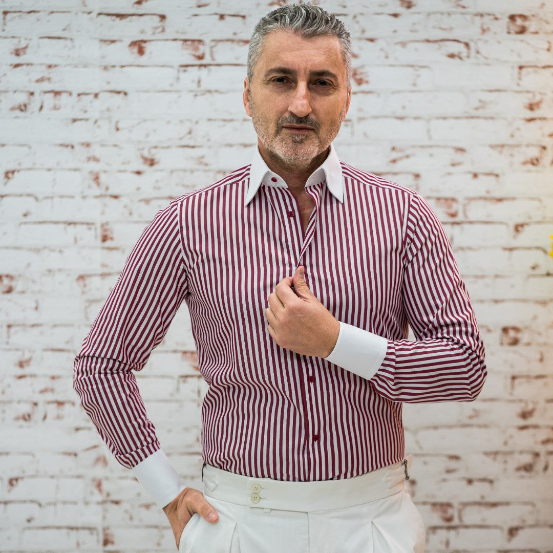 Red-brown striped shirt 