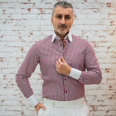 Red-brown striped shirt 