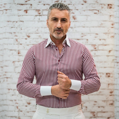 Red-brown striped shirt 