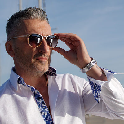 Camasa barbati casual alba din IN cu detalii in contrast Merer