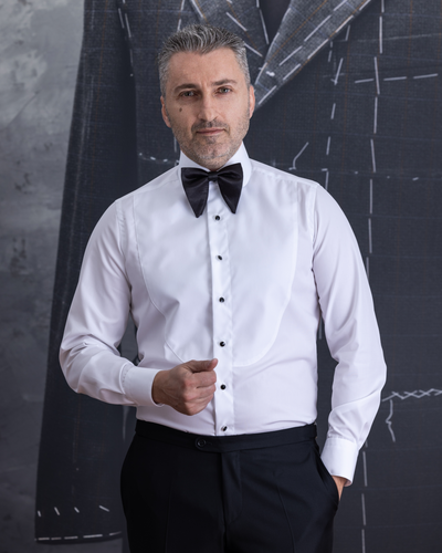 Men's white ceremonial shirt with short placket Merer