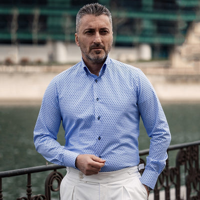 Casual shirt with blue polka dots