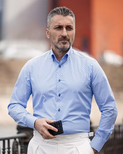 Casual shirt with blue polka dots