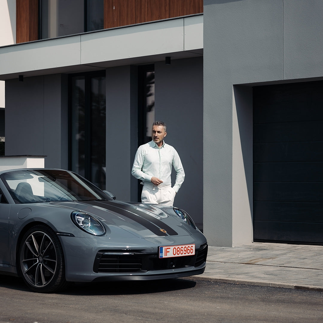 Men's business shirt in pastel green stripes Merer