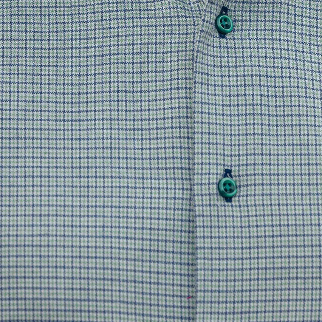 Men's casual shirt, fine pattern, navy blue-green, Merer