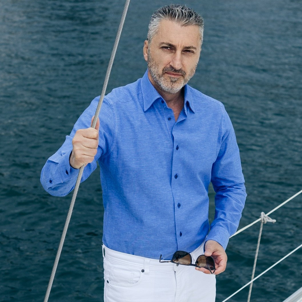 Camasa barbati albastra casual din IN Merer