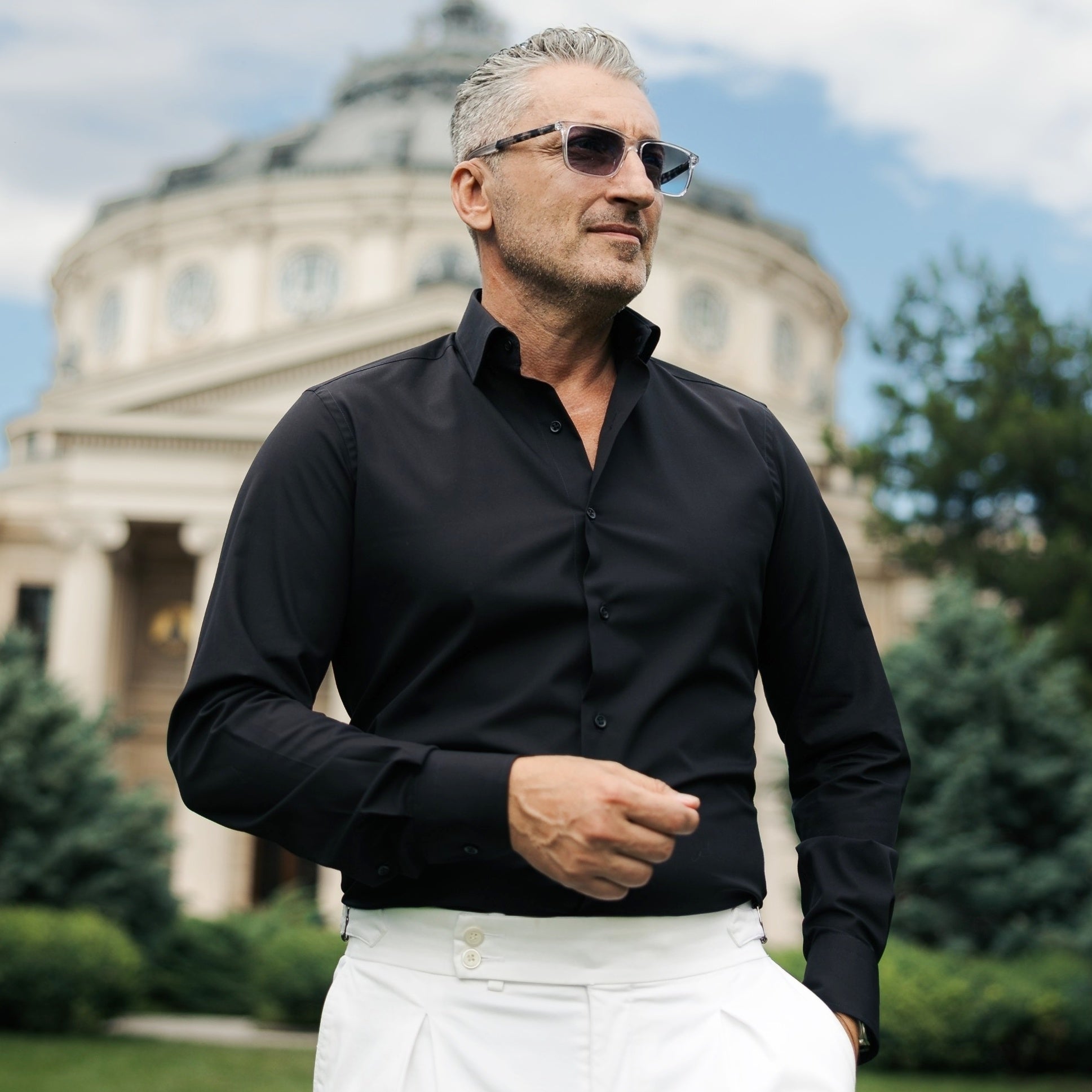 Camasa barbati business casual neagra Merer