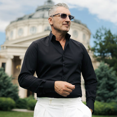 Camasa barbati business casual neagra Merer