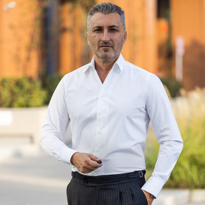 Men's white shirt with collar without buttons Merer