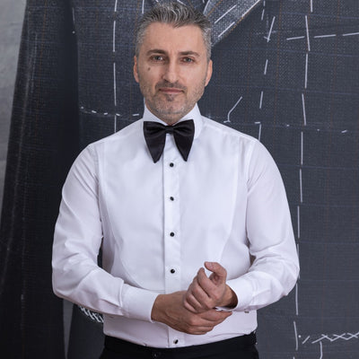 Men's white ceremonial shirt with short placket Merer