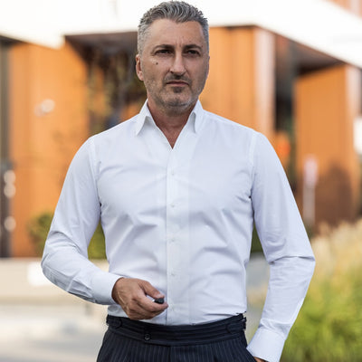 Men's white shirt with collar without buttons Merer