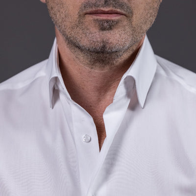 Men's white shirt with classic collar and round cuffs Merer