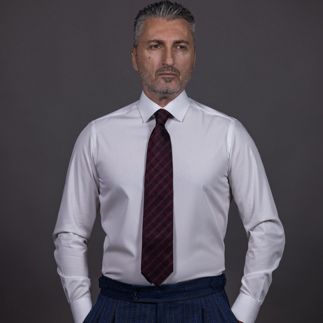 Camasa barbati alba guler clasic manseta rotunda Merer