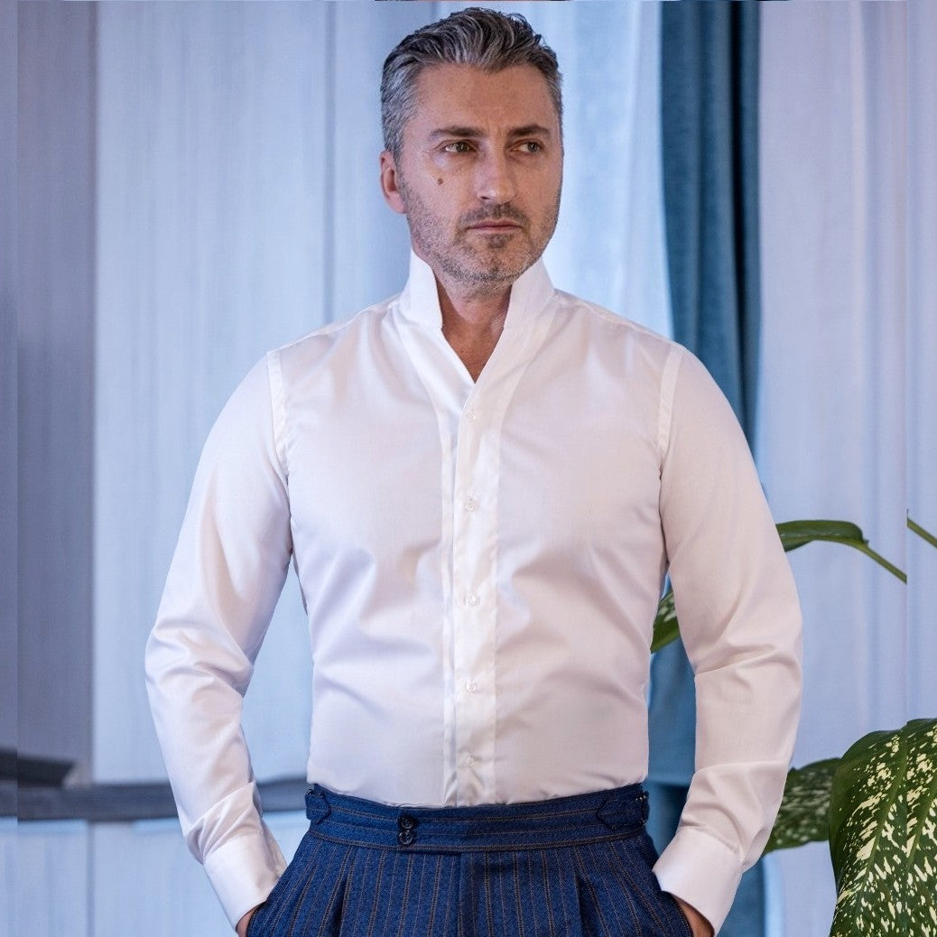 Camasa barbati alba cu guler tunica Merer