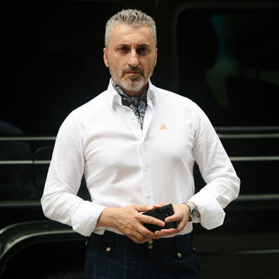 Camasa barbati alba casual din IN cu logo brodat Merer