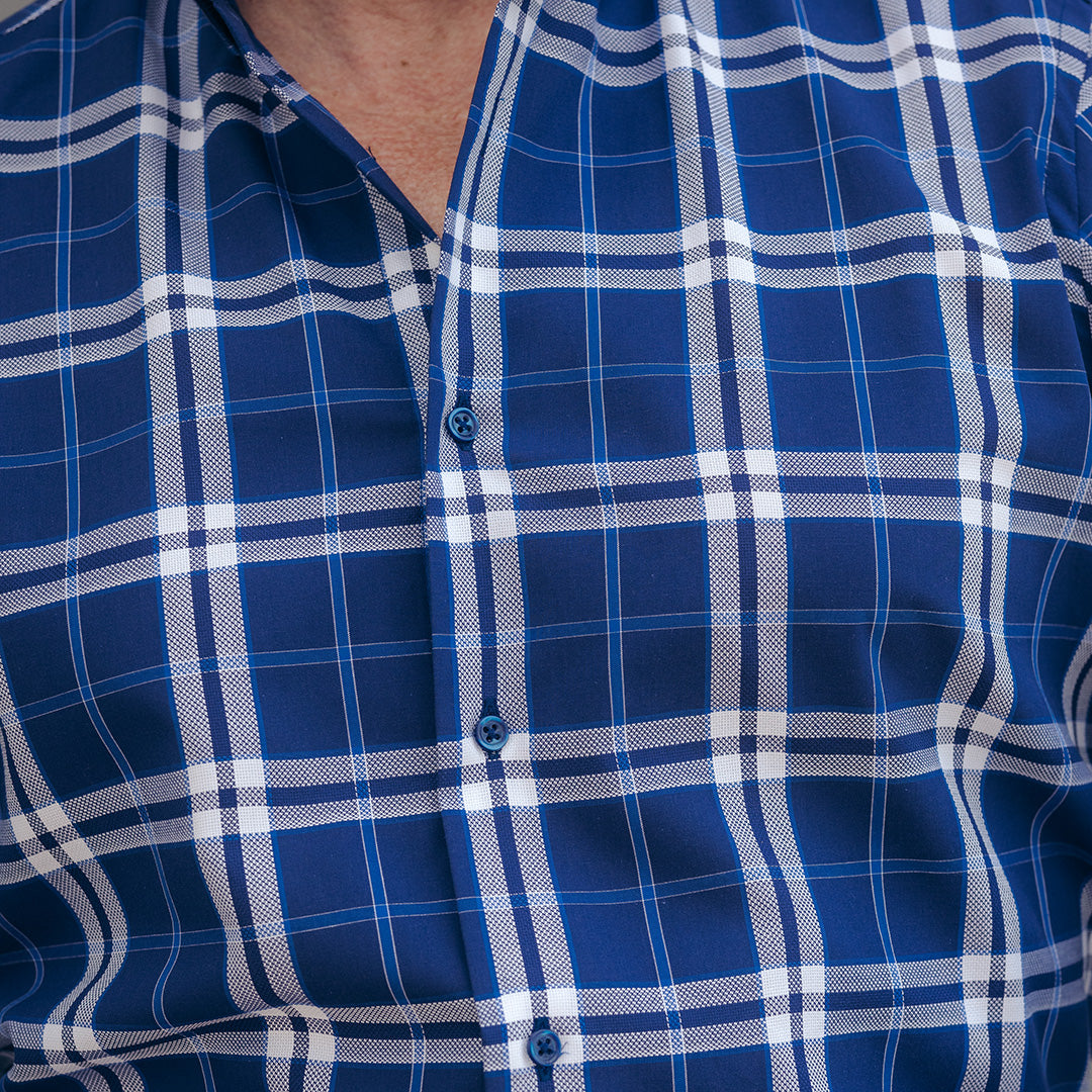 Camasa barbati in carouri bleumarin casual Merer
