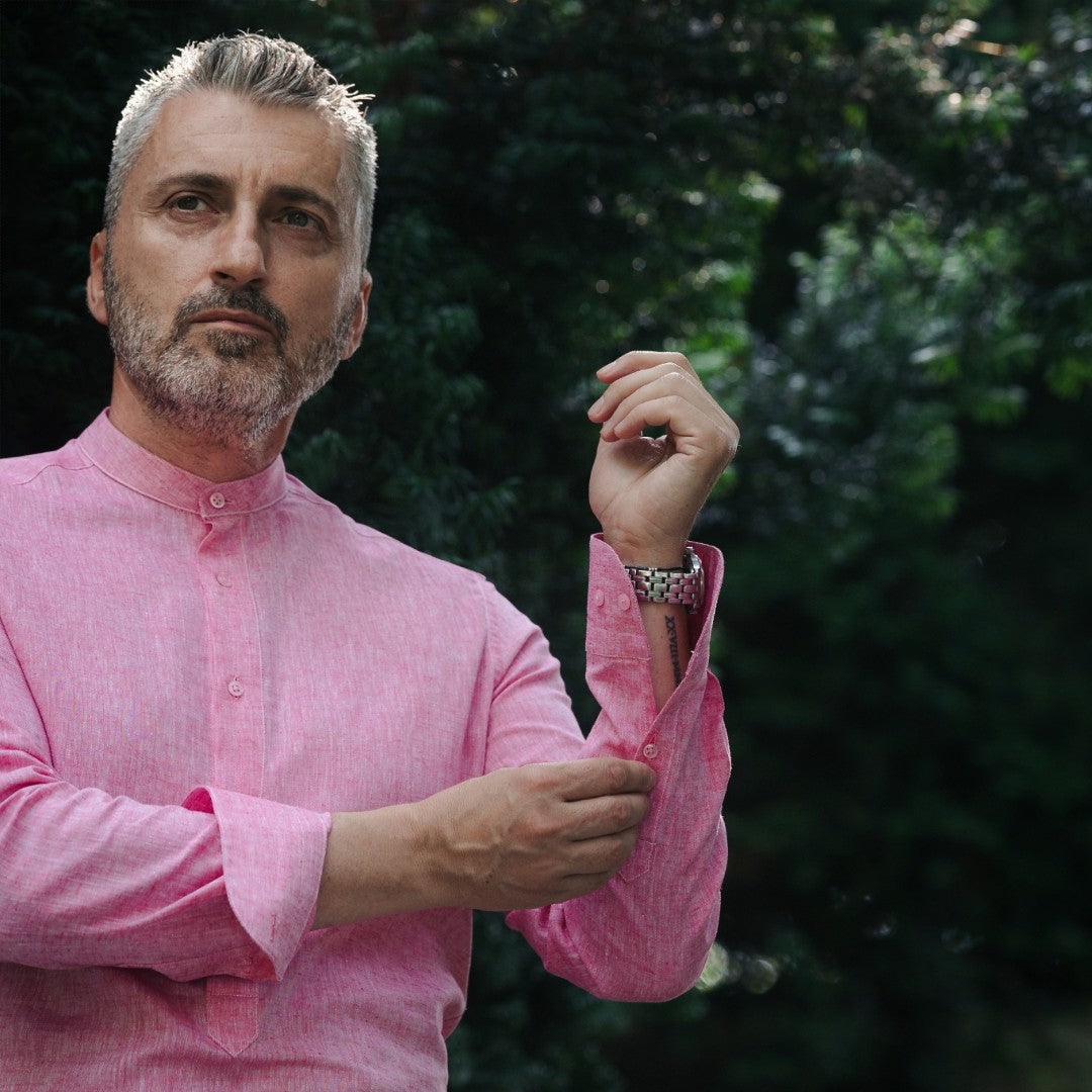 Men's casual pink IN shirt with partial vent Merer