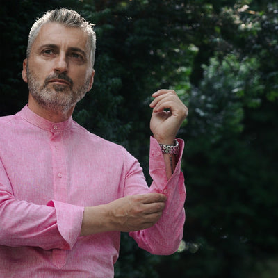 Men's casual pink IN shirt with partial vent Merer